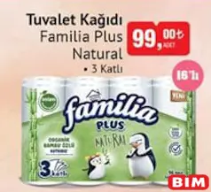 FAMİLİA PLUS NATURAL TUVALET KAĞIDI 3 KATLI 16'LI